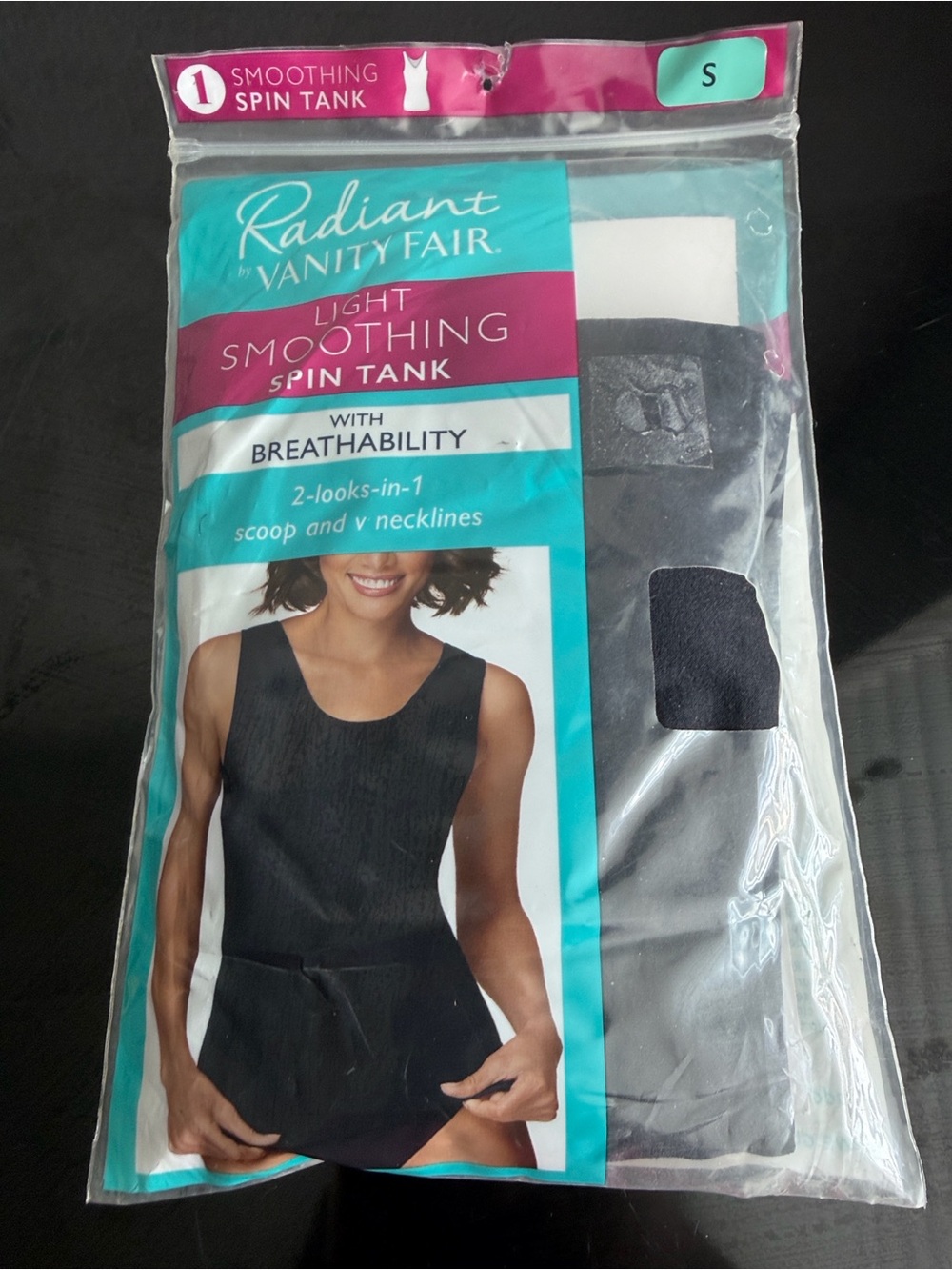 NWT Radiant by Vanity Women’s Size small Black Smooth Breathable Spin Tank